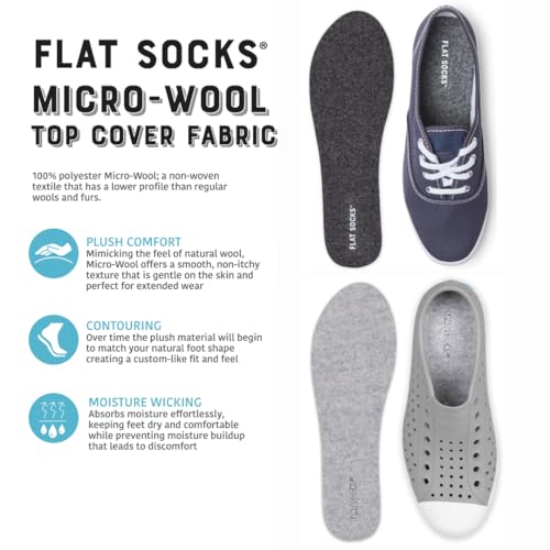 FLAT SOCKS 3 Pack Washable No Show Sockless Shoe Liners, Barefoot Show Inserts for Women and Men, Non Slip, Odor Control, Black, Dark & Light Heather Grey (Small)3