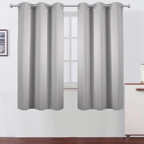 Image of LEMOMO Light Grey Blackout Curtains 42 x 54 Inch Length Set of 2 Panels Grommet Bedroom Curtains for Living Room