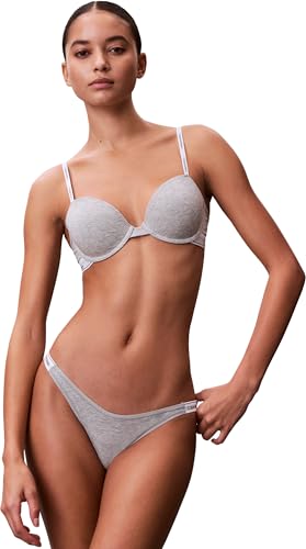 Calvin Klein Donna Reggiseno a Mezza Coppa Lightly Lined con Fascia con Logo, Grigio (Grey Heather), 36B