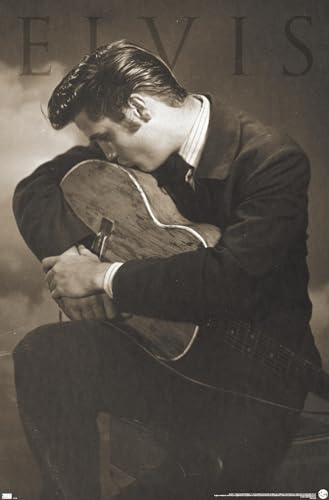 Elvis Presley - Sepia Guitar Wall Poster, 34L' x 22.4W', Premium Unframed Version