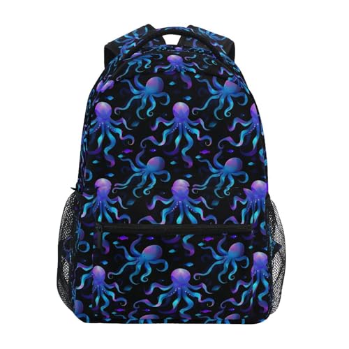 ALAZA Neon Octopus Pattern Kids School Backpack for Boys Girls Teens Bookbag Travel Daypack Bag 16 inch