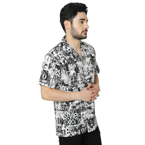 Image of Spykar Men's Relaxed Fit N /A Half Sleeve Printed Casual Shirts