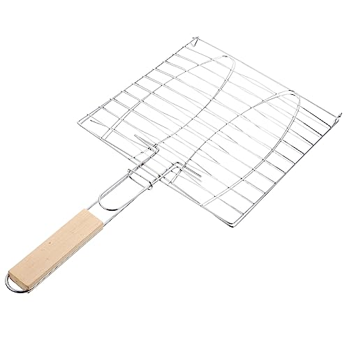 Kisangel Grillkorb Aus Eisen Für Fisch Camping-grillzubehör Grillgitterrost Für Gemüse Und Fleisch Clip-Stil Fischgrillrost Leicht Und Stabil Geeignet Für Partys Und Grillabende