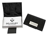 Deluxury Fine Accessories Slim PU Black Leather Wrapped Steel Card Holder