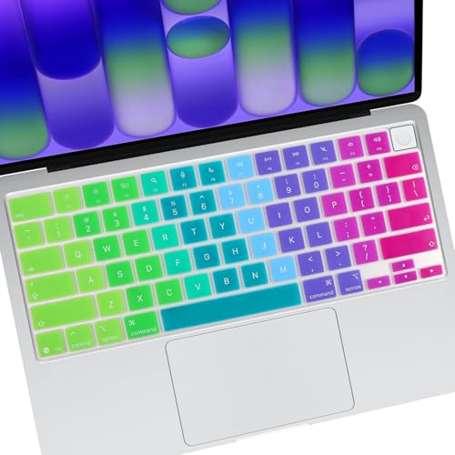 Allinside Keyboard Cover for 2026 MacBook Neo 13-inch A3404 (A18 Pro) & MacBook Air 13-15 and MacBook Pro 14-16 (M5 Chip), Premium Silicone Keyboard Protector Skin, US ANSI Layout, Rainbow