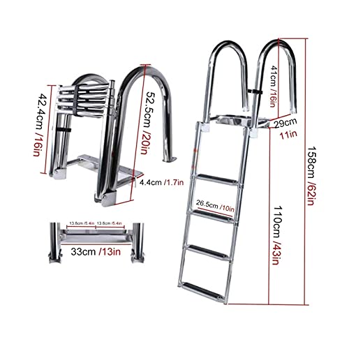Escalera telescópica para piscina 4 peldaños plegable miniatura 3