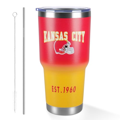 30oz Insulated Car Tumbler Coffee Mug Sports Travel Football Mug Classic Collection Gifts for Men Women Fans With lid and straw