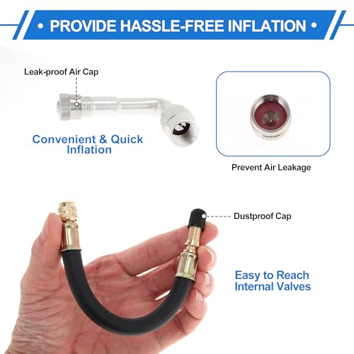 Image of Motoforti 1set 90 Degree Copper Tire Valve Extension with Durable Plastic 180mm Tyre Valve Inflation Adapter for Car Motorcycle RV Truck Bike