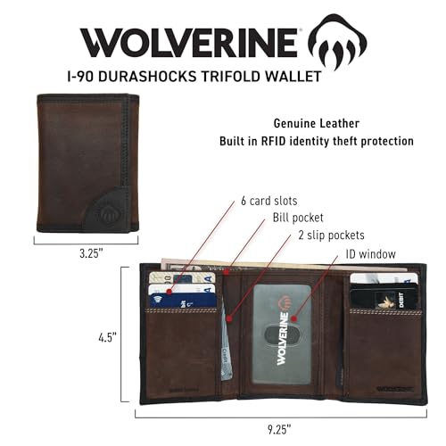 Portefeuille à triple pli Wolverine I-90 DuraShocks accessoire noir et marron - 5
