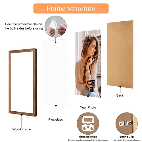 24X36 Poster Frame Brown Wood, Rustic Natural 36X24In Woodgrain Picture Frame, Modern Brown 24 X 36Inch Gallery Wall Photo Frame With Hd Plexiglass, Horizontal Vertical Wall Mounting Display 1Pcs #TOP5