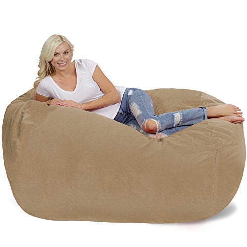 Chill Sack Bean Bag Chair: Huge 6' Memory Foam Furniture Bag and Large Lounger - Big Sofa with Soft Micro Fiber Cover - Tan Pebble