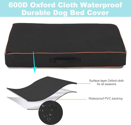 LEAFOREST Waterproof Dog Bed Cover Washable, Heavy Duty Durable Oxford Universal Pet Dog Bed Replacement Protector Cover