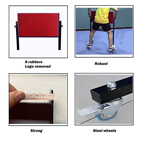 Table Tennis Rebound Board Rebounder With 8 Red Rubbers, Improved 2Nd Generation Pingpong Return Board Self Training Equipment, Strong Steel Frame & Wheels | Easy To Install (44.5" H X 27.5" W) #TOP3