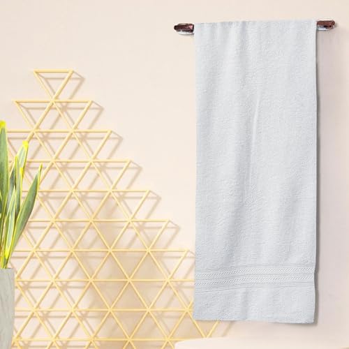 Image of Layers 100% Cotton Bath Towel | True Care Collection | 380 GSM Super Absorbent | Soft & Quick Dry | Shrink & Pill Resistant | White Solid Minimalist | 1 Piece for Men & Women | 60 x 120 cm