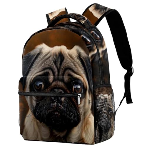 Sac à dos motif carlin pour fille et garçon - Cartable léger multicolore 40cm