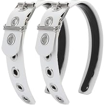 Gothic Punk Style Metal Buckle Headband for Women, Belt design Leather headband, 2-Piece Set Hair Accessories White, Medium