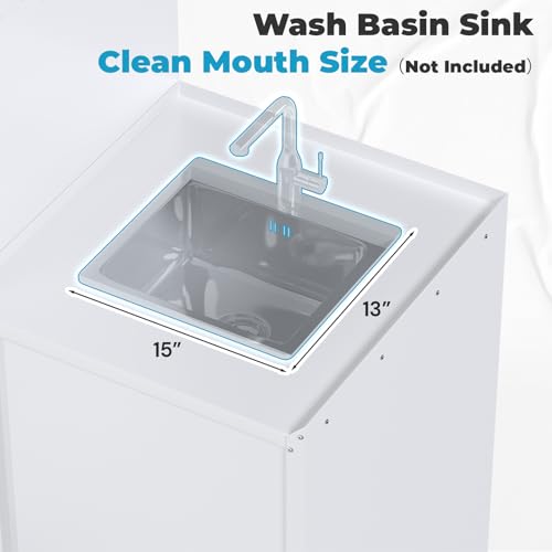 Image of Laundry Pedestal with Dryer Laundry Basket for Washer and Dryer Washing Machine Stand Base Raiser with Washbasin Cabinet,White