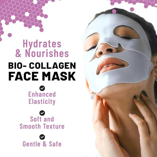 Image of TOLEVITA Bio-Collagen Hydrogel Face Mask - Hydrating & Nourishing Mask with Niacinamide, Galactomyces & Hyaluronic Acid - 6 Pack, Improves Elasticity & Softens Skin (White)