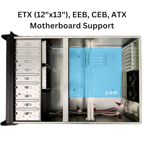 Gabinete para servidor rackmount 4U, compatible con placas base E-ATX/CEB/ATX, 8 bahías para HDD de 3.5 pulgadas y 3 dispositivos de 5.25 pulgadas, ventiladores integrados, bloqueo frontal y filtro de polvo, dimensiones 16.8 x 7.0 x 25.0 pulgadas miniatura 2