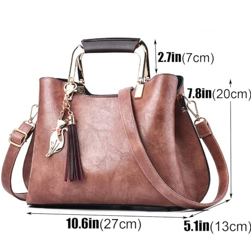 Bolso tote satchel de mujer con asas y cuero PU miniatura 3