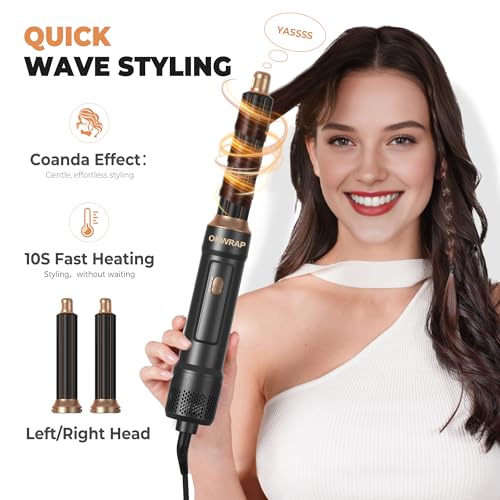 Image of 6 in ONE Blow Dryer Brush,Air Curling Iron Round Brush Blow Dryer 800W,Ionic Hair Dryer Brush for Women, Hot Air Brush Hair Styling Tools 100-120V