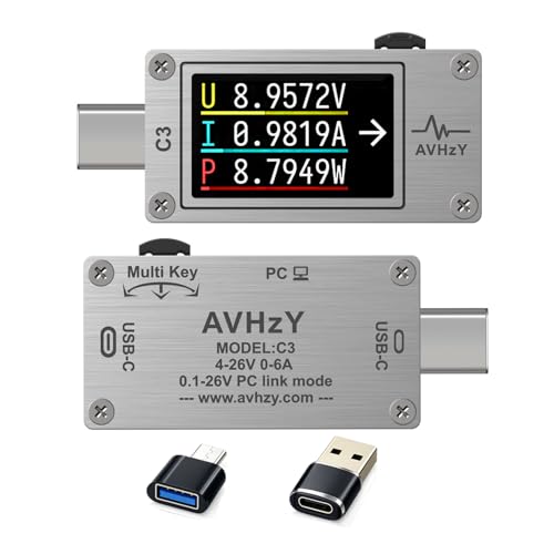 Amazon | AVHzY C3 USB3.1 電流・電圧測定器 DC 29V 6A 対応 容量