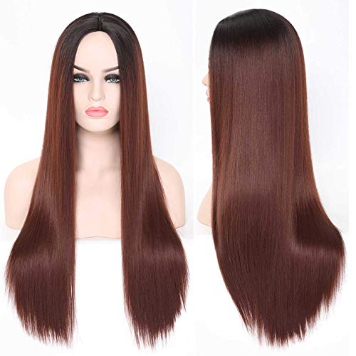 SHINYSHOW 24'' Wig for Women Synthetic Straight Wig Middle Part Long Daily Wear Halloween Party Wig Cosplay Custome