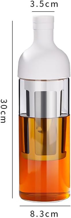 CANDeal 32oz Portable Glass Cold Brew Coffee Maker, Glass Coffee Fruit Tea Tumbler with Double Layer Filter & Lids, Iced Coffee Cups for Office (White)