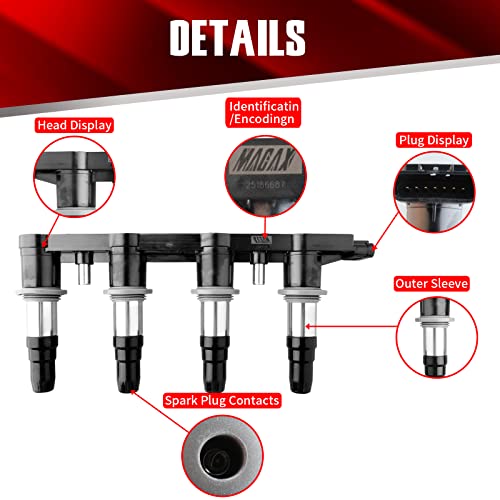 Macax Ignition Coils Pack C1646 Uf620 Compatible With Chevrolet Aveo Aveo5 Cruze Sonic Pontiac G3 1.6L 1.8L L4 - Replaces 5C1703 D517C 96476979 #TOP3