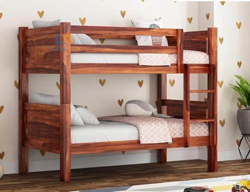 Image of Custom Decor Solid Sheesham Wood Bunk Bed for Home /Hotel /Hostel (Zenflow-1)