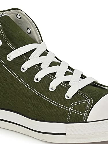 Image of Hirolas Men's Vulcanized Canvas Rubber Toe High Ankle Skateboard Sneakers Shoes.