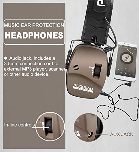 Prohear Digital Electronic Shooting Ear Protection Muffs With Gep02 Gel Ear Pads, Hunting Sound Amplification Earmuffs, Nrr 23Db Low Profile Hearing Protection For Gun Range - Brown #TOP5