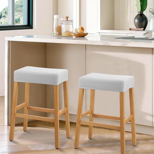 Image of YISUN Stool Covers Rectangle - 4 Pack Stretch Waterproof Saddle Seat Cover Counter Bar Stools Bar Chairs Covers Kitchen Island Chairs Cushion Protector