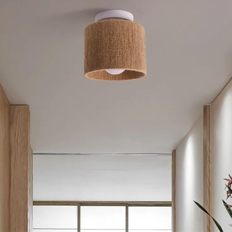 Éclairage suspendu pour couloir et petite entrée avec ce plafonnier LED rétro en chanvre
