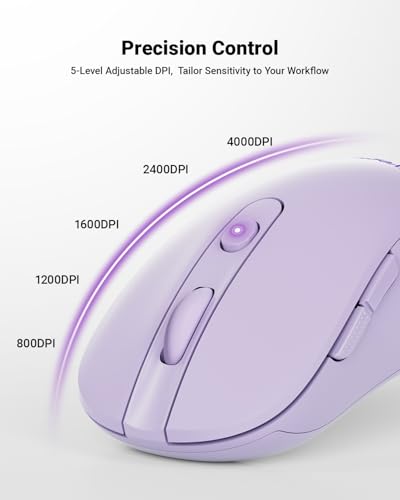 Image of wegear USB Wireless Mouse for Laptop PC Mac, 2.4GHz Cordless Mouse-Purple | Ergonomic Portable Optical Computer Mice with 6 Buttons, 5-Level Adjustable 4000 DPI,24-Month Battery Life