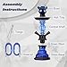 SERdeerCH Hookah 2 Hose Complete Set Silicone Tube Ceramic Bowl Hookah Smoking Glass Shisha with Heat Management System（Blue）