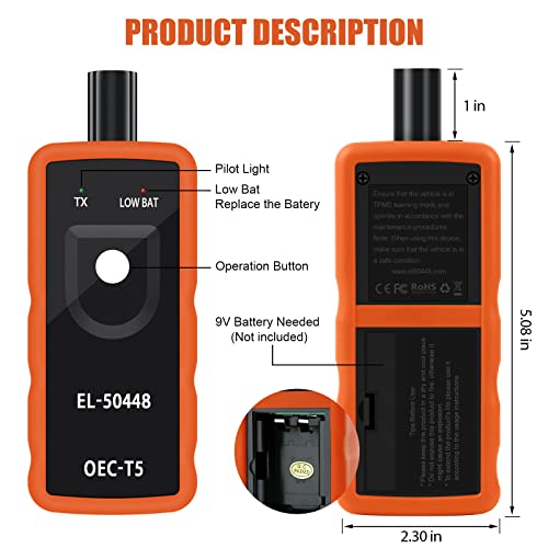 OBDResource TPMS Relearn Tool for GM Series Vehicles 2006-2022, EL50448 TPMS Reset Tool, OEC-T5 Tire Pressure Monitoring System Reset Tool Upgrade Edition Orange