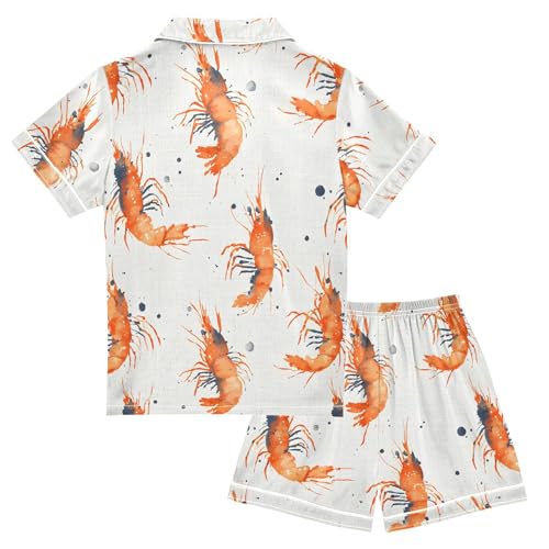 ALAZA Lobster Watercolor Satin Pajamas Set Short Sleeve Button Down Sleepwear Summer Pjs 2 Piece2