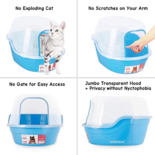 Petphabet Jumbo Hooded Cat Litter Box, Extra Large, Light Blue #TOP5