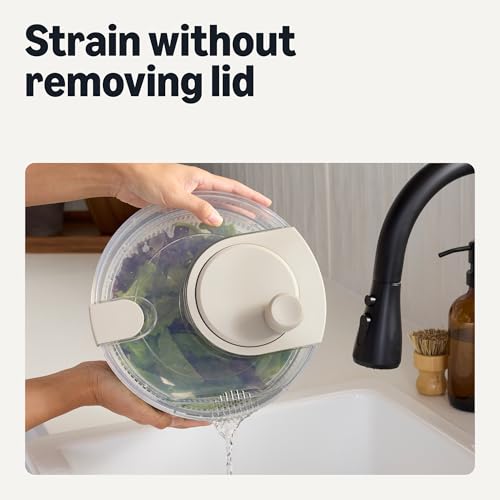 Amazon Basics Salad Spinner, BPA-Free, 4.2 qt., Linen Gray #3