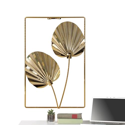 Tuxxjzm Escultura de hierro para pared, escultura de metal dorado para montaje en pared, decoración de habitación interior para escalera y terraza