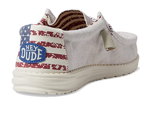 Image of Hey Dude Wally Braided Sneaker Rosso da Uomo 40003-6VP, Stars N Stripes, 5 UK