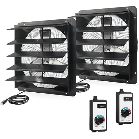 VENTISOL- 24" Wall Mounted Exhaust Shutter Fan - High-speed 4,250 CFM - Vent Fan For Attic, Shed, Greenhouse,Garage Ventilation- with Variable Speed Controller- 2 Pack Cover