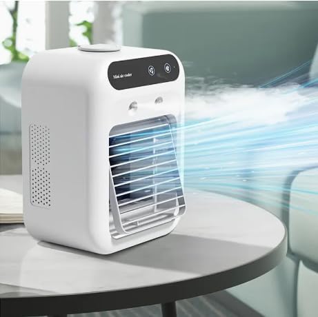 Portable room Air Conditioner,Cooling Fan with 3 Speeds & 3 Modes,1500ML Mini Air Conditioner with Remote, 4 in 1 Humidifier, Air Conditioner,Fan,Night Light,Evaporative Air Cooler for Home/Office