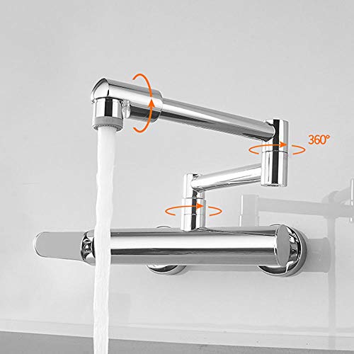 Grifos de cocina de pared de cobre cromado con diseño monomando orientable 3