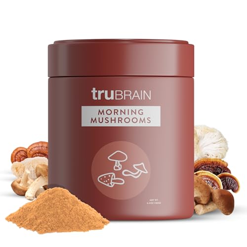 TruBrain Morning Mushrooms: Coffee Alternative with Superfoods & Adaptogens | USA-Grown Lion’s Mane, Chaga, Cordyceps, & Reishi Mushrooms | Natural Energy, Focus, and Immune Support