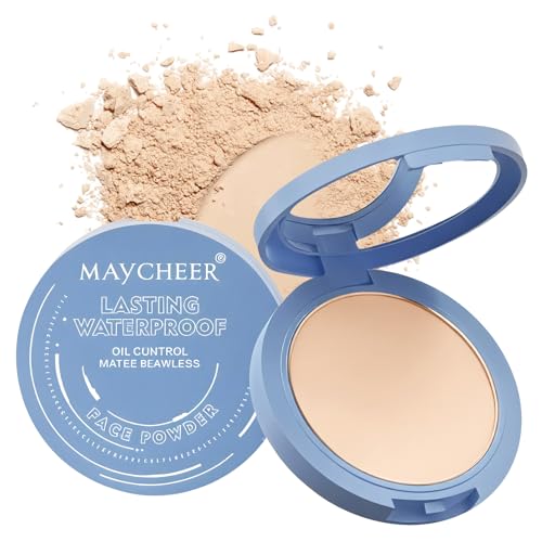 Maycheer Face Powder- Lasting Waterproof Face Powder-Maycheer Setting Powder Oil Absorbing Compact...