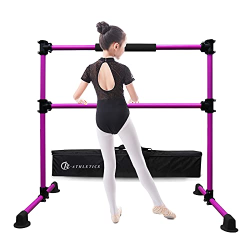 JC-ATHLETICS Updated Adjustable & Portable Ballet Barre Bar for Home Kids,Dance Barre Workout Equipment with Carry Bag,Free Standing,Lightweight and Easy to Move Around, 4Ft Tall