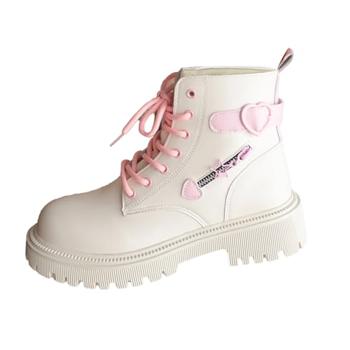 Bottines pour la Saint-Valentin : bottes courtes blanches à lacets - 4