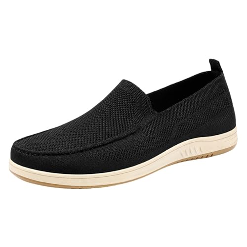 Mocasines casuales para hombre, zapatos ortopédicos de malla, transpirables, ligeros, informales, cómodos, para caminar, zapatos de punto sin cordones, tenis ortopédicos, Black, 41 1/3 EU